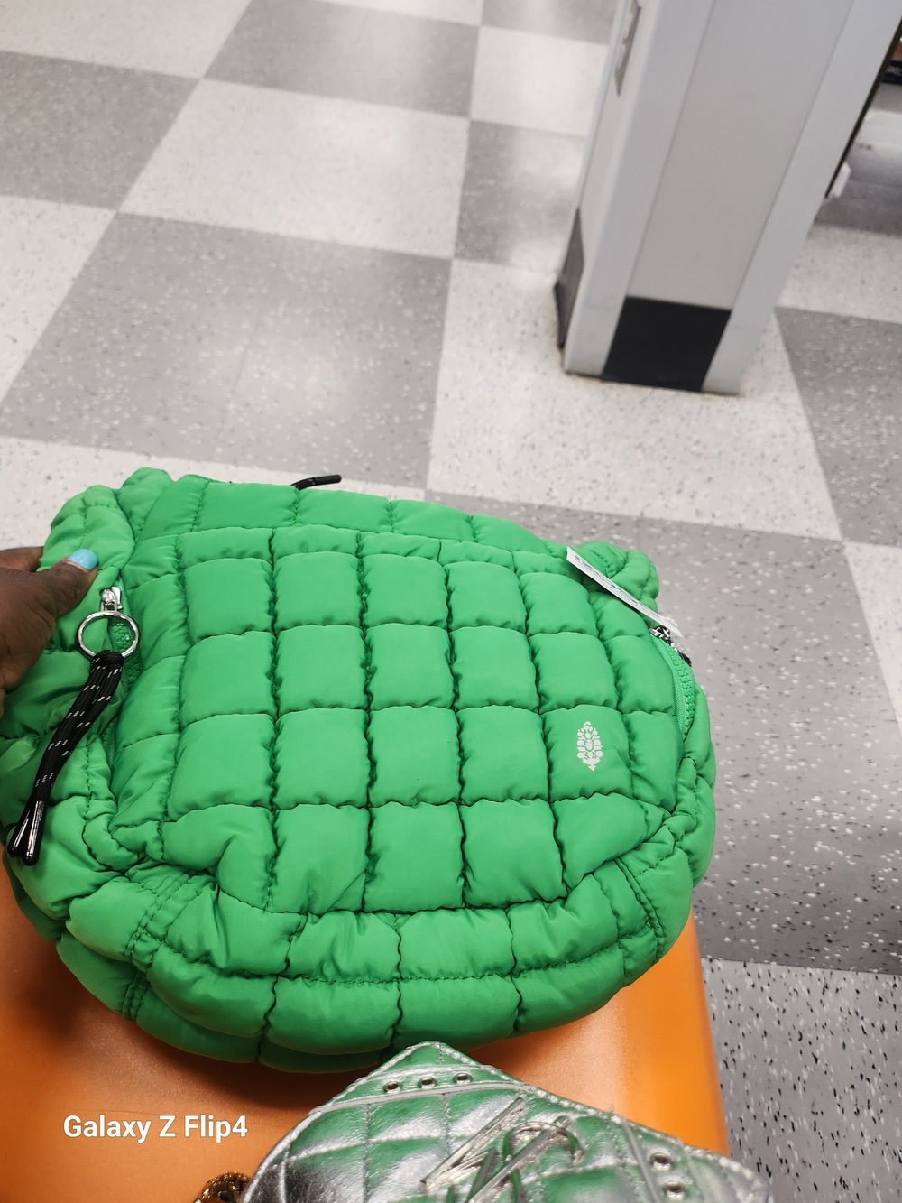 Free People Bright Green Quilted Crossbody Bag